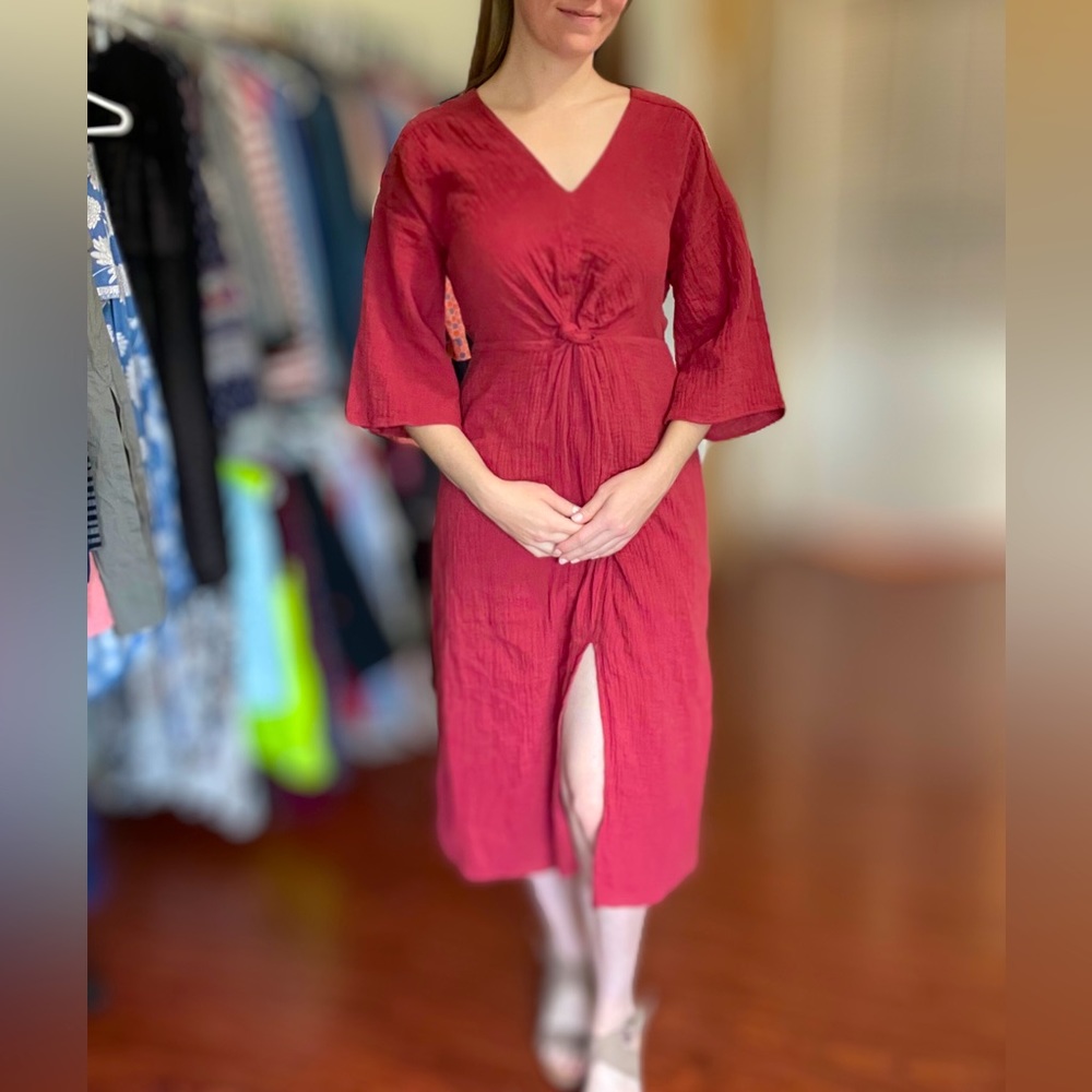 Very J 100% Cotton Dress Red Size Small